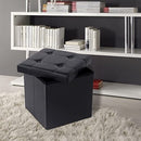 Pouf Contenitore 38x38x38 cm in Similpelle Nero-3