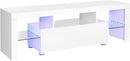 Mobile TV 140x35x45 cm in Legno e Vetro Bianco-1
