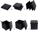 Pouf Contenitore 38x38x38 cm in Similpelle Nero-7