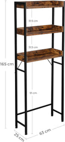 Mensole Sopra WC Salvaspazio 63x25x165 cm in Legno e Metallo Marrone Rustico-5