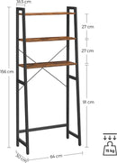 Mensole Sopra WC Salvaspazio 64x30x156 cm in Legno e acciaio Nero-6