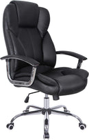 Sedia Poltrona da Ufficio Presidenziale 69x62x108-114,5 cm in Similpelle Nero-1