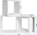 Set 3 Mensole a Cubi in MDF Bianco-2