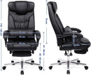 Sedia Poltrona da Ufficio Presidenziale 66x66x116-126 cm con Poggiapiedi in Similpelle Nero-7