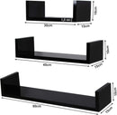 Set 3 Mensole Decorative in MDF Nero-3