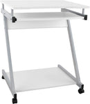 Scrivania Tavolino Porta PC da Ufficio 60x48x73 cm in Acciaio Bianco-1