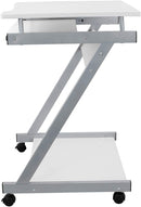 Scrivania Tavolino Porta PC da Ufficio 60x48x73 cm in Acciaio Bianco-6