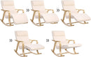 Sedia a Dondolo con Braccioli 67x125x91 cm in Legno e Tessuto Cotone Beige-5