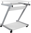 Scrivania Tavolino Porta PC da Ufficio 60x48x73 cm in Acciaio Bianco-5
