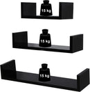 Set 3 Mensole Decorative in MDF Nero-2