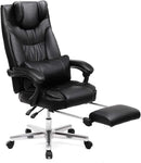 Sedia Poltrona da Ufficio Presidenziale 66x66x116-126 cm con Poggiapiedi in Similpelle Nero-1