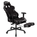 Sedia da Gaming Ergonomica 69x71x127,5-137,5 cm con Poggiapiedi in Tessuto Nero-1