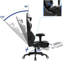 Sedia da Gaming Ergonomica 69x71x127,5-137,5 cm con Poggiapiedi in Tessuto Nero e Bianco-3