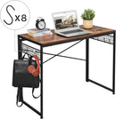 Scrivania da Ufficio 100x50x75 cm in Legno e Acciaio Marrone Rustico-6