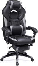Sedia da Gaming Ergonomica 69x69x113-120 cm con Poggiapiedi in Similpelle Nero-1