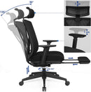 Poltrona Direzionale da Ufficio 73x72x118-127,5 cm con Poggiapiedi in Tessuto Nero-4