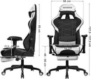 Sedia da Gaming Ergonomica 69x71x127,5-137,5 cm con Poggiapiedi in Tessuto Nero e Bianco-7