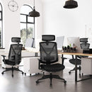 Poltrona Direzionale da Ufficio 73x72x118-127,5 cm con Poggiapiedi in Tessuto Nero-7