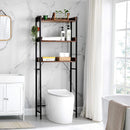 Mensole Sopra WC Salvaspazio 63x25x165 cm in Legno e Metallo Marrone Rustico-2
