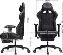 Sedia da Gaming Ergonomica 69x71x127,5-137,5 cm con Poggiapiedi in Tessuto Nero-7