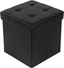 Pouf Contenitore 38x38x38 cm in Similpelle Nero-1