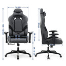 Sedia da Gaming Ergonomica 69x71,5x125-135 cm in Tessuto Grigio-7