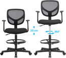 Sedia da Ufficio Operativa 50x58x101-120 cm in Tessuto Nero-5