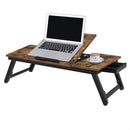 Vassoio Scrivania per Laptop da Letto 71x35x23 cm in MDF e Bambù Nero-6