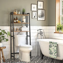 Mensole Sopra WC Salvaspazio 64x30x156 cm in Legno e acciaio Nero-3