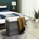 Cesto Portabiancheria 56,5x32x61 cm in Plastica effetto Rattan Grigio-2