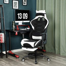 Sedia da Gaming Ergonomica 69x71x127,5-137,5 cm con Poggiapiedi in Tessuto Nero e Bianco-4