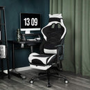 Sedia da Gaming Ergonomica 69x71x127,5-137,5 cm con Poggiapiedi in Tessuto Nero e Bianco-2