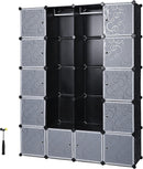 Armadio Guardaroba Componibile 145x37x180 cm in Polipropilene Nero-2