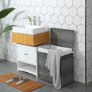 Cesto Portabiancheria 56,5x32x61 cm in Plastica effetto Rattan Grigio-3
