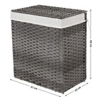 Cesto Portabiancheria 56,5x32x61 cm in Plastica effetto Rattan Grigio-5