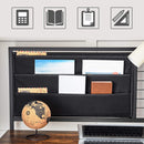 Scrivania da Ufficio 119,5x120,5x60 cm in Legno e Acciaio Nero-4