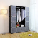 Armadio Guardaroba Componibile 145x37x180 cm in Polipropilene Nero-3