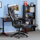 Sedia da Gaming Ergonomica 69x69x113-120 cm con Poggiapiedi in Similpelle Nero-2