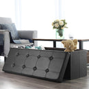 Pouf Contenitore 110x38x38 cm in Similpelle Nero-3