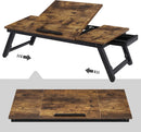 Vassoio Scrivania per Laptop da Letto 71x35x23 cm in MDF e Bambù Nero-9