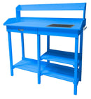 Tavolo da Lavoro 112x45xH112 cm in Legno Cunninghamia  lanceolata Blu-1