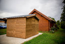 Casetta Box da Giardino 3,16x2,4 m Senza Pavimento in Legno Picea Massello 19mm Tetto in Acciaio Therma-9
